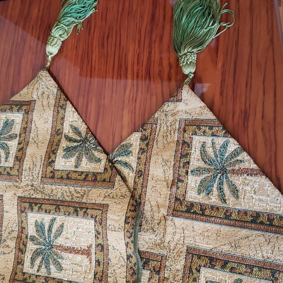 Vintage Beautiful Set of Two Table Runner Woven Print Palm Trees 69”-13” - Picture 4 of 8